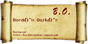 Bordán Oszkár névjegykártya